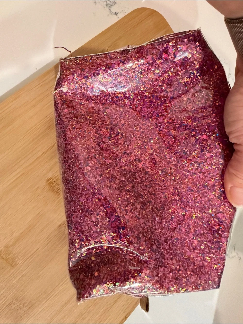 Packed Party Sparkling Magenta Glitter Cosmetic Pouch